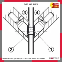 Mount.set hand.gla./ins.i.pai.45° 8-12mm Hafele 909.04.885