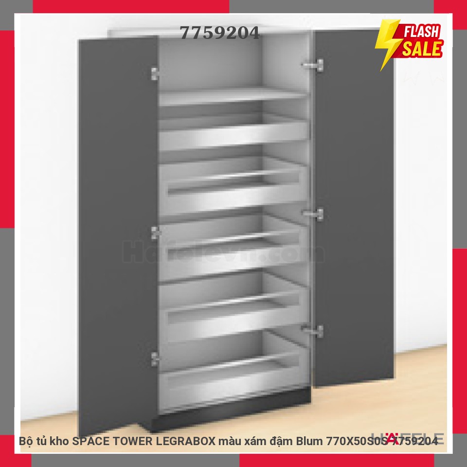 Bộ tủ kho SPACE TOWER LEGRABOX màu xám đậm Blum 770X50S0S 7759204
