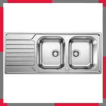 Blanco DINAS 8S - Chậu Rửa Bát Inox Chống Gỉ, 2 Hố 1 Bàn, Xả Nhanh
