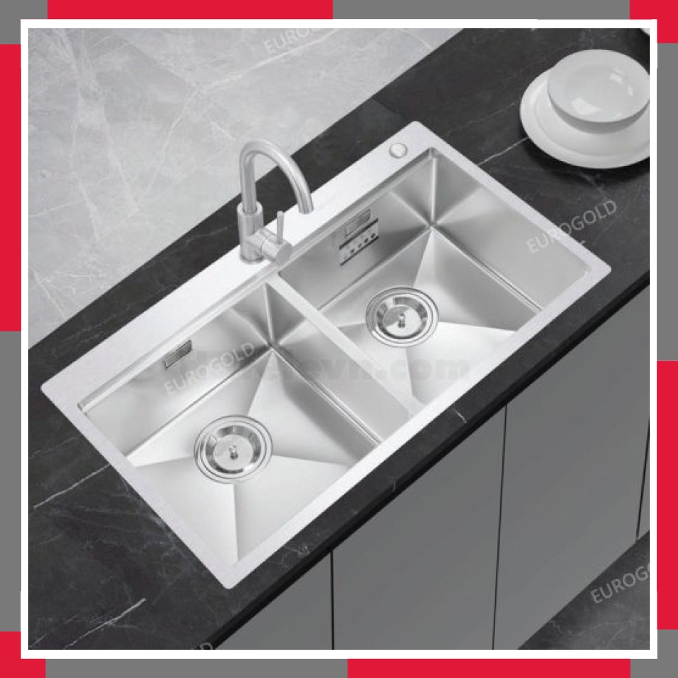 Chậu Rửa Bát Chống Xước 2 Hố Inox 304 EuroGold EUC28250GA
