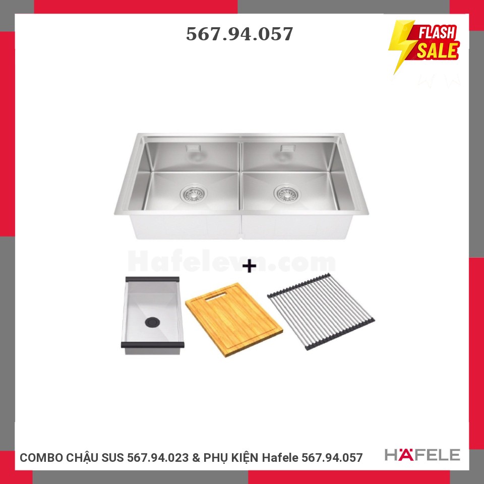 COMBO CHẬU SUS 567.94.023 & PHỤ KIỆN Hafele 567.94.057