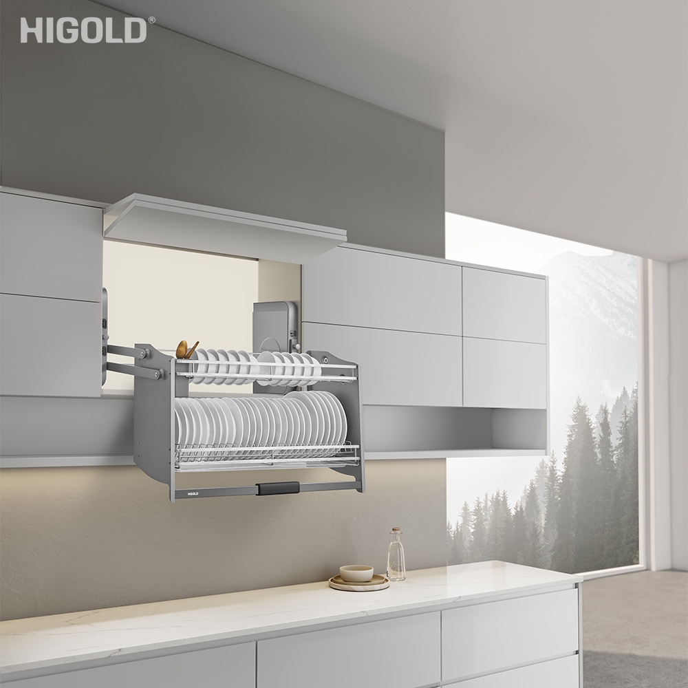 GIÁ BÁT ĐĨA NÂNG HẠ - GỒM HỘP ĐỰNG ĐŨA THÌA HiGold 401332