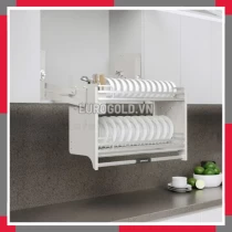Giá Bát đĩa Nâng Hạ Inox 304 Khung Màu Trắng EuroGold EVI160W