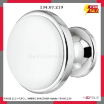 KNOB ZI.CHR.POL./WHITE 34X27MM Hafele 134.07.219