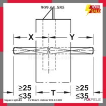 Square spindle         9x 90mm Hafele 909.61.585