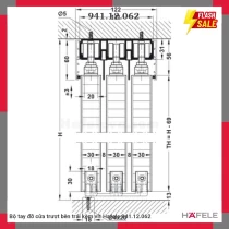 Bộ tay đỡ cửa trượt bên trái kèm vít Hafele 941.12.062