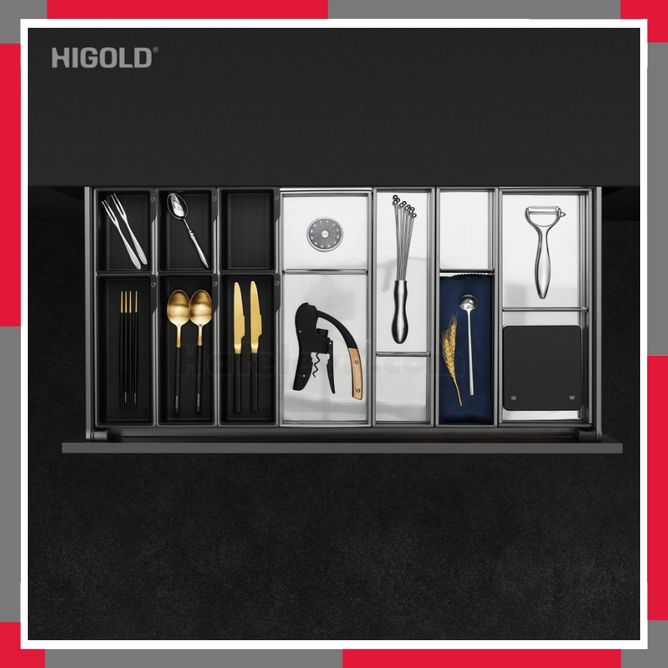 Hệ khay chia ngăn kéo nhôm hàng không cao cấp JR HiGold 301093