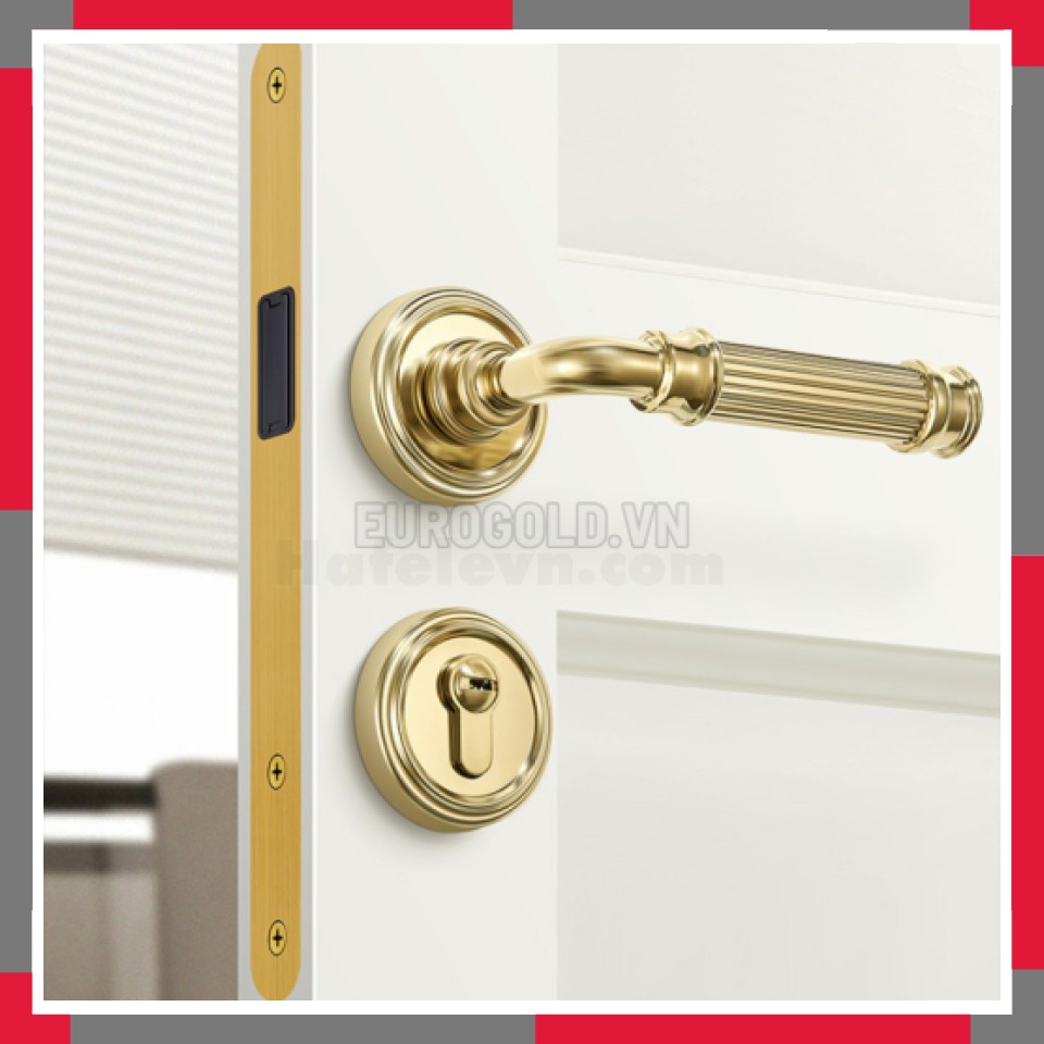Khóa Cửa Phân Thể, Khóa Cửa đi Thông Phòng Hợp Kim Cao Cấp Mạ Pvd Vàng Bóng EuroGold BH72F260