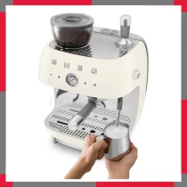 Máy pha cà phê có tích hợp máy xay Smeg 50's Style Aesthetic EGF03CR
