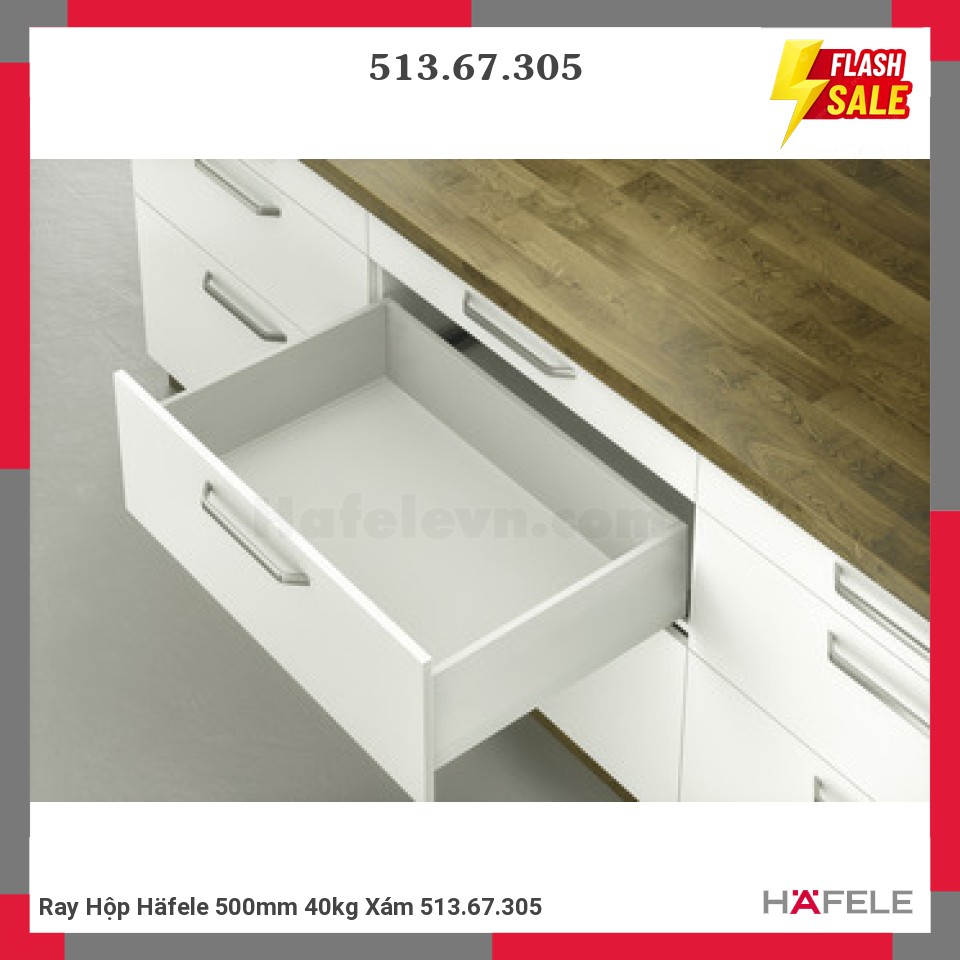 Ray Hộp Häfele 500mm 40kg Xám 513.67.305